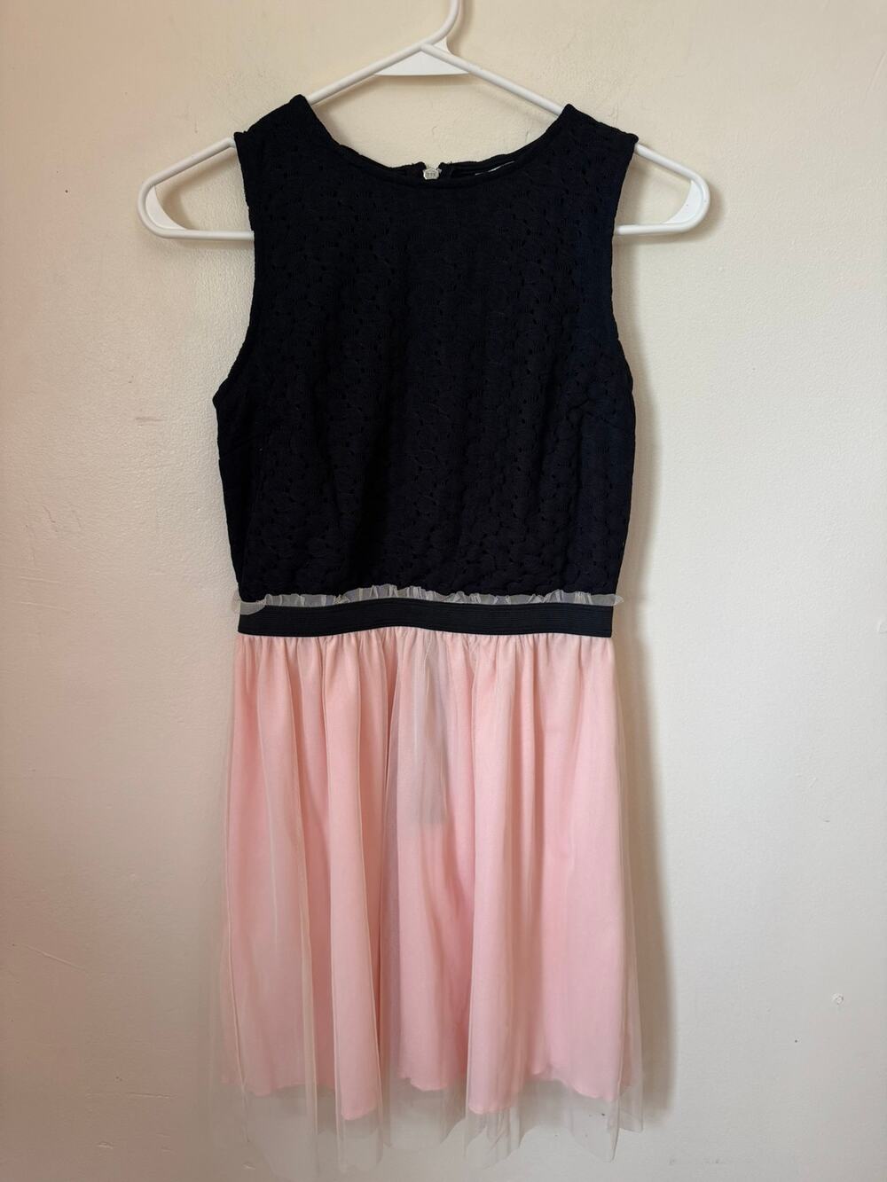Speechless Juniors Size 3 Black Lace Blush Pink Tulle Fit Flare Dress